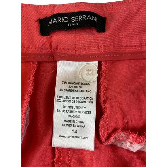Mario Serrani Womens Pants Sz 14 Orange Ankle Tapered Leg Stretch - Picture 8 of 10
